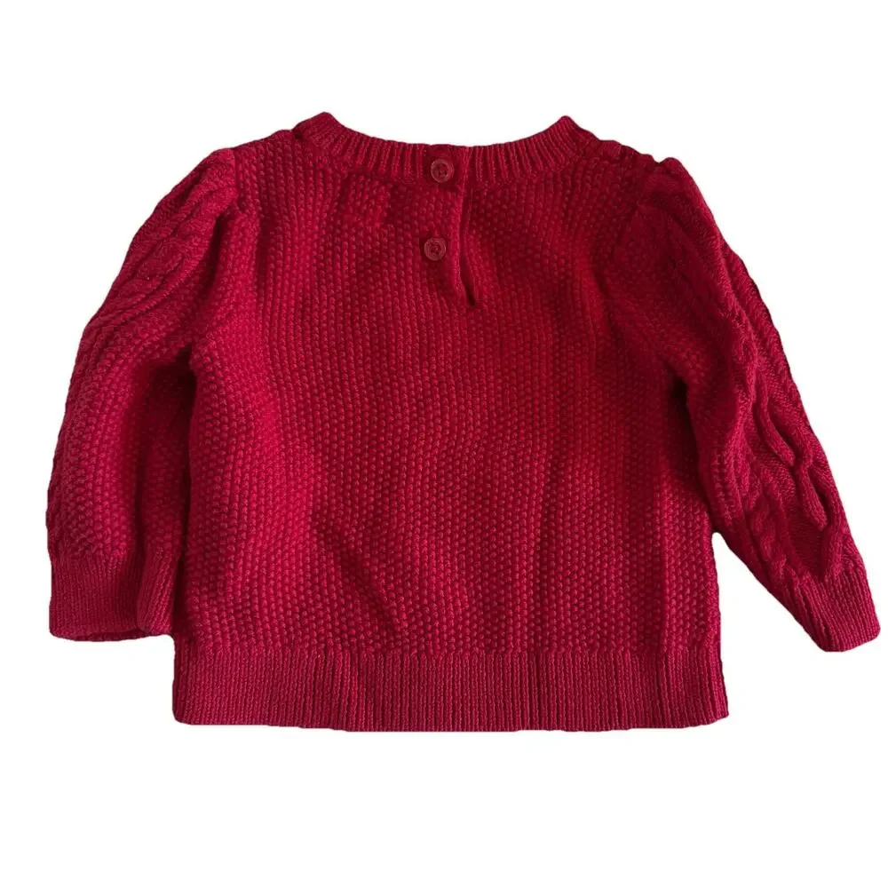 GAP‎ Baby Sweater 18-24 Months Red Cable Knit Sweater Long Sleeve Heart